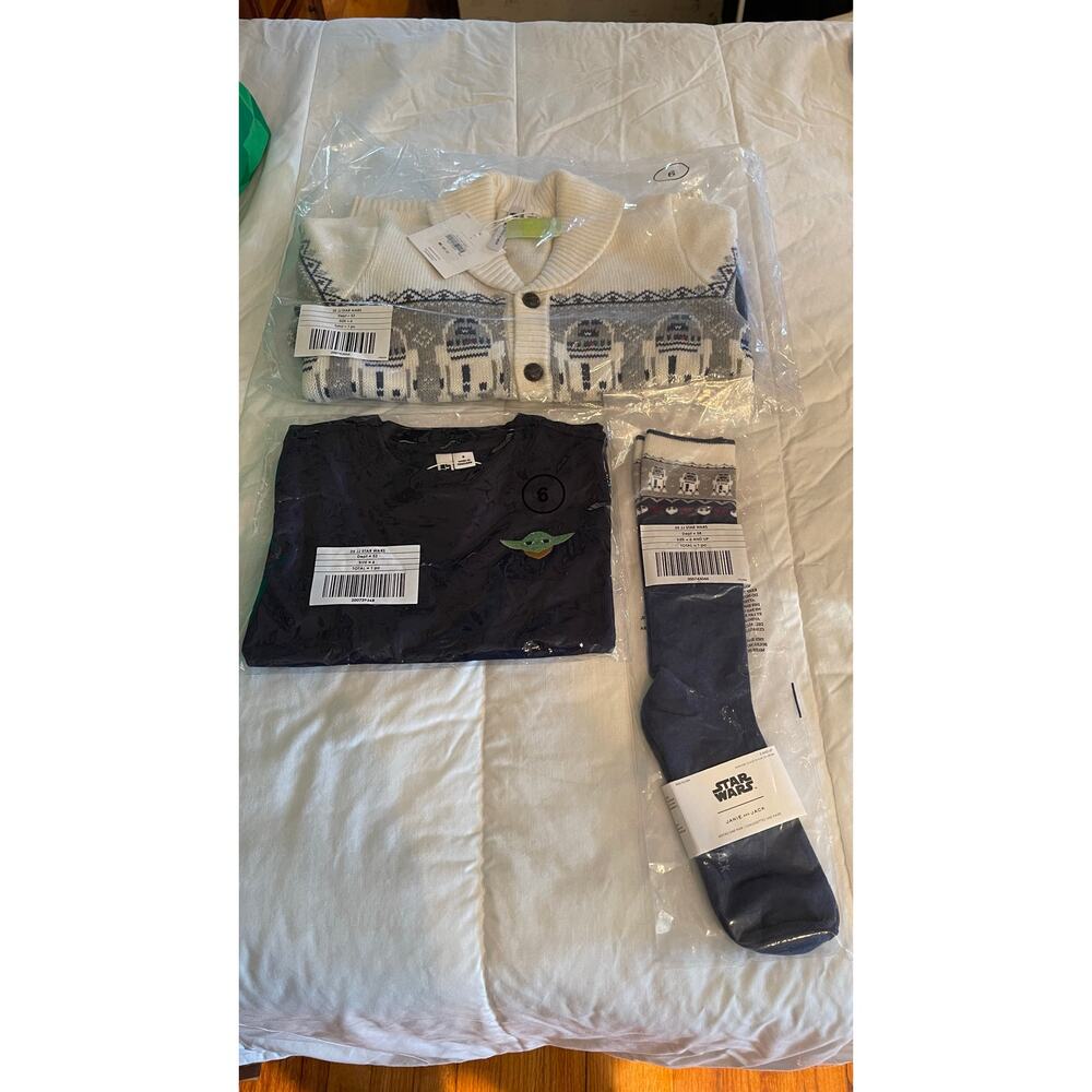 Janie & Jack × Star Wars 
– Size 6 – R2‑D2 Cardigan, Grogu Tee & Socks – NWT